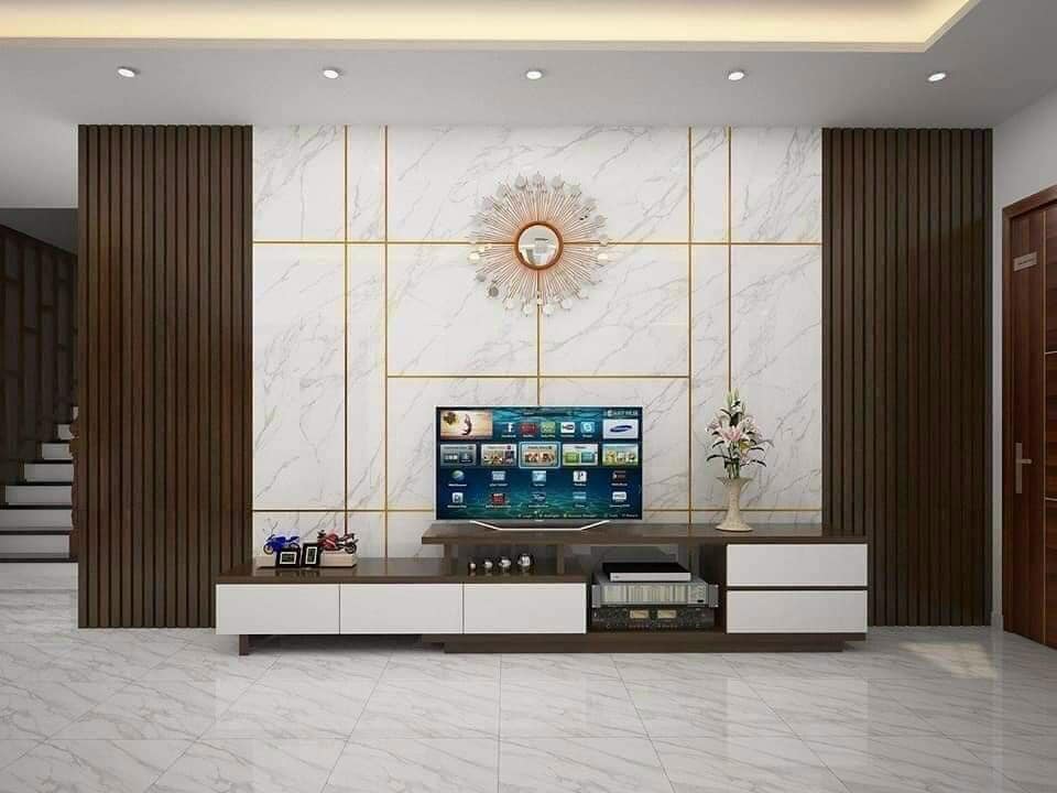 Vách Trang Trí Kết Hợp Kệ Tivi - Khi Thẩm Mỹ Hiện Đại Gặp Gỡ Tính Năng Tiện Ích