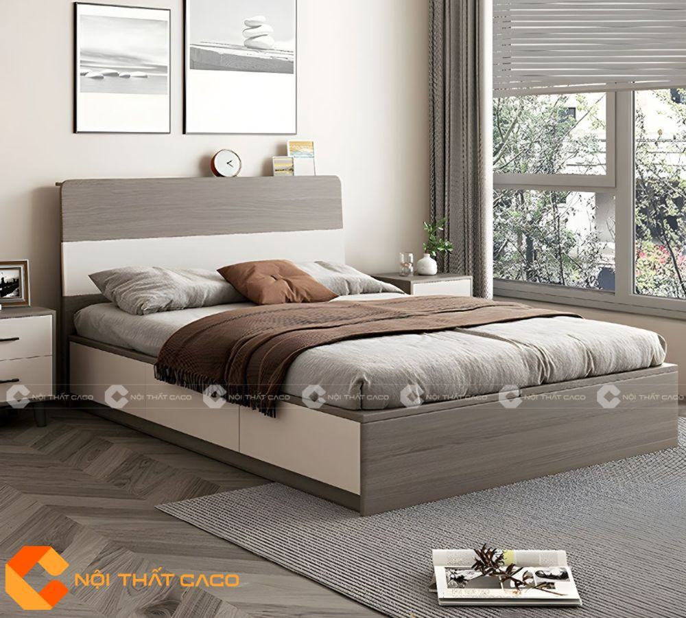 Giường Ngủ Gỗ Công Nghiệp Dạng Hộp Có Hộc Kéo Đa Năng - GN051 (1m8 x 2m)