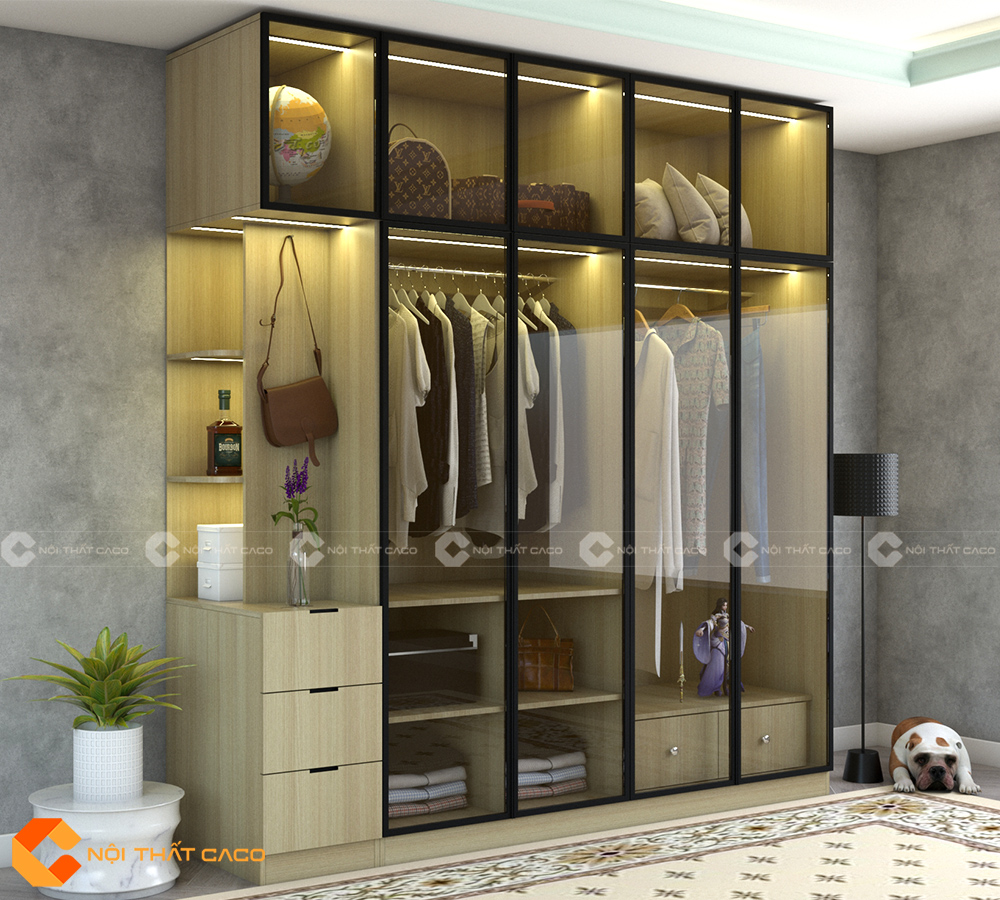 Tủ Quần Áo Cánh Kính Kịch Trần -TAK08 (1m8 x 2m6)